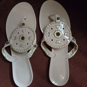 Jack Rogers Georgica Tan Gold Jelly Flip Flop Thong Sandals 8